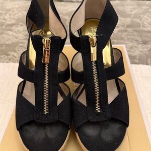 Michael Kors Black Heels with Gold Zipper